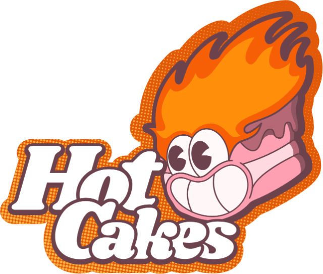 Hot Cakes — smiling flaming banana cake mascot
